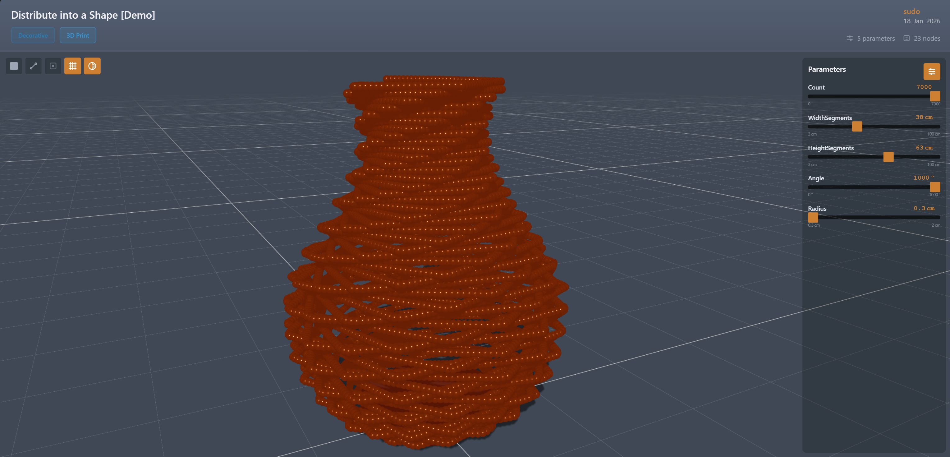 Parametric Vase Demo on Gerridaj