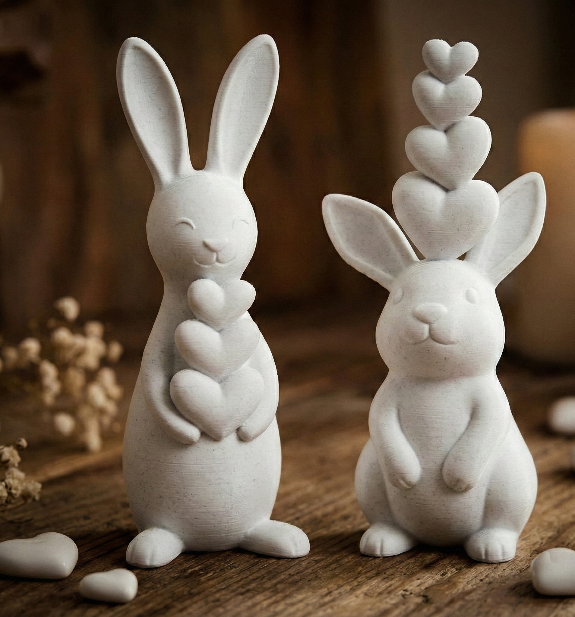 Heart Bunny Duo ♡ - Minimalist Easter Decor
