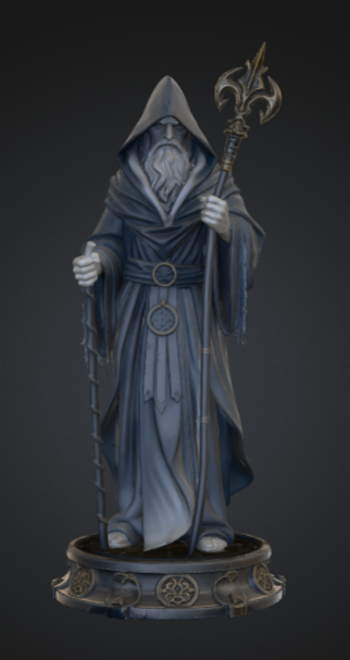 Ancient Hooded Archmage with Staff – Fantasy Wizard