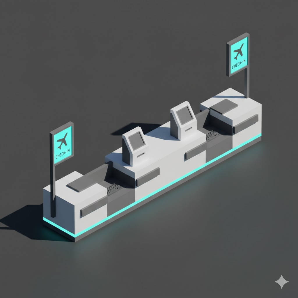 Low Poly Airport Check-in Counter