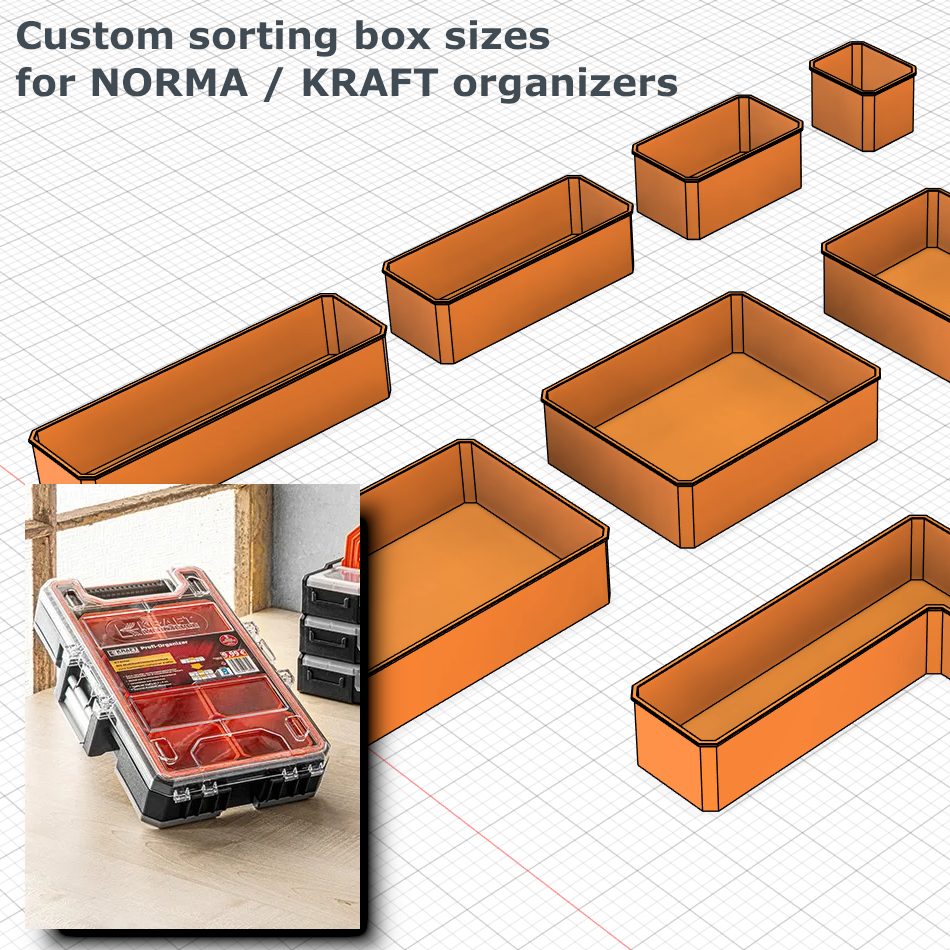 Custom Sized Sorting Boxes for Norma / Kraft Werkzeuge Organizer