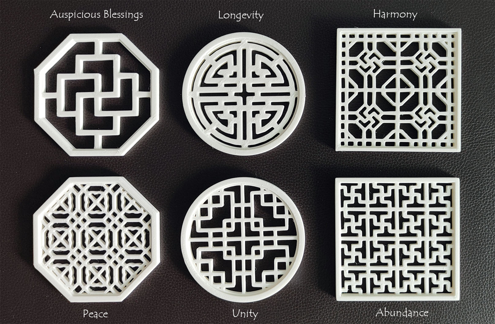 Traditional Oriental Window Pattern Coasters Set