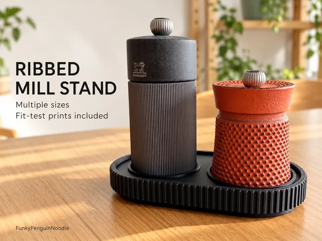 Ribbed Salt & Pepper Mill Stand