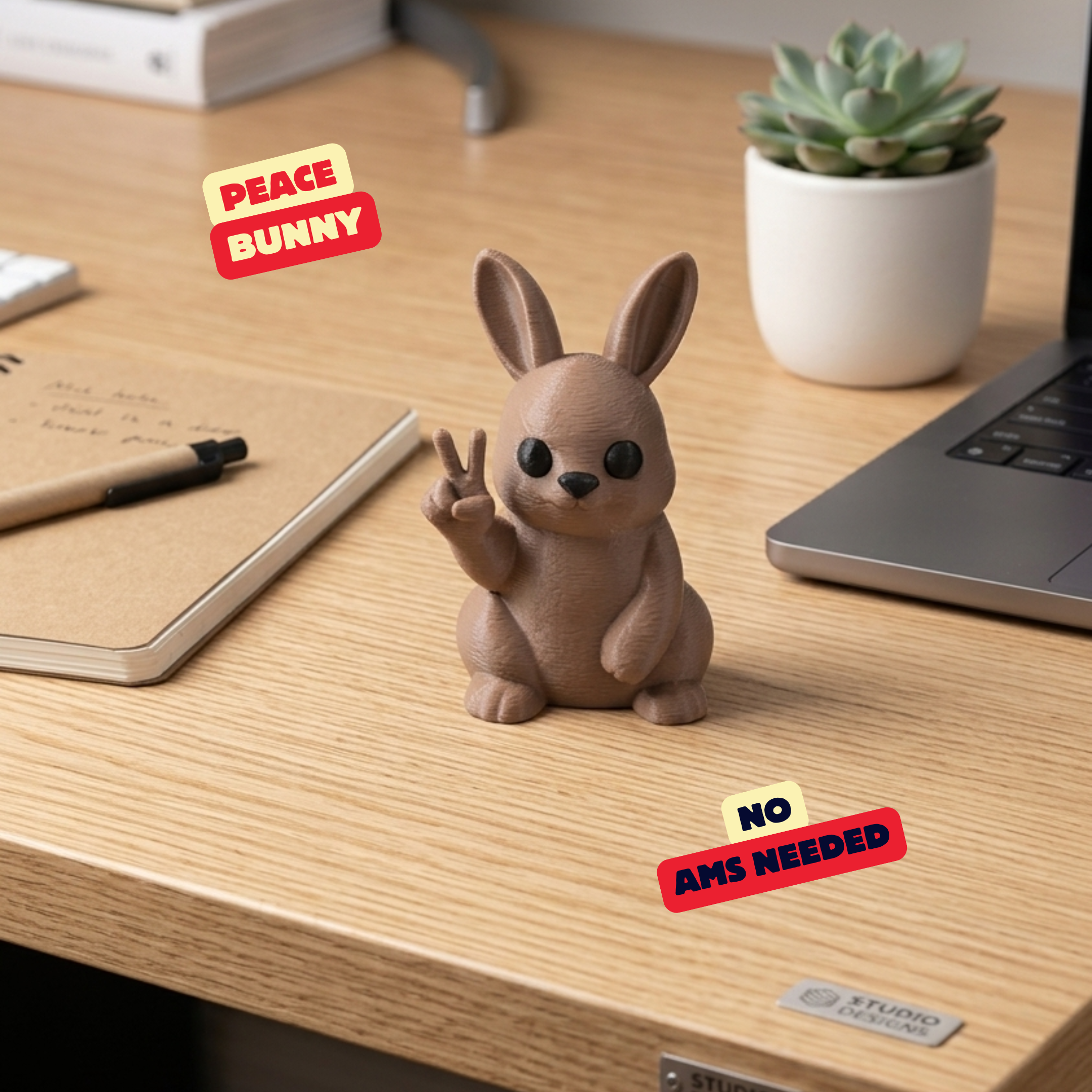 PEACE BUNNY / CUTE UNIQUE EASTER DECOR / DESK BUDDY / EASTER BUDDY