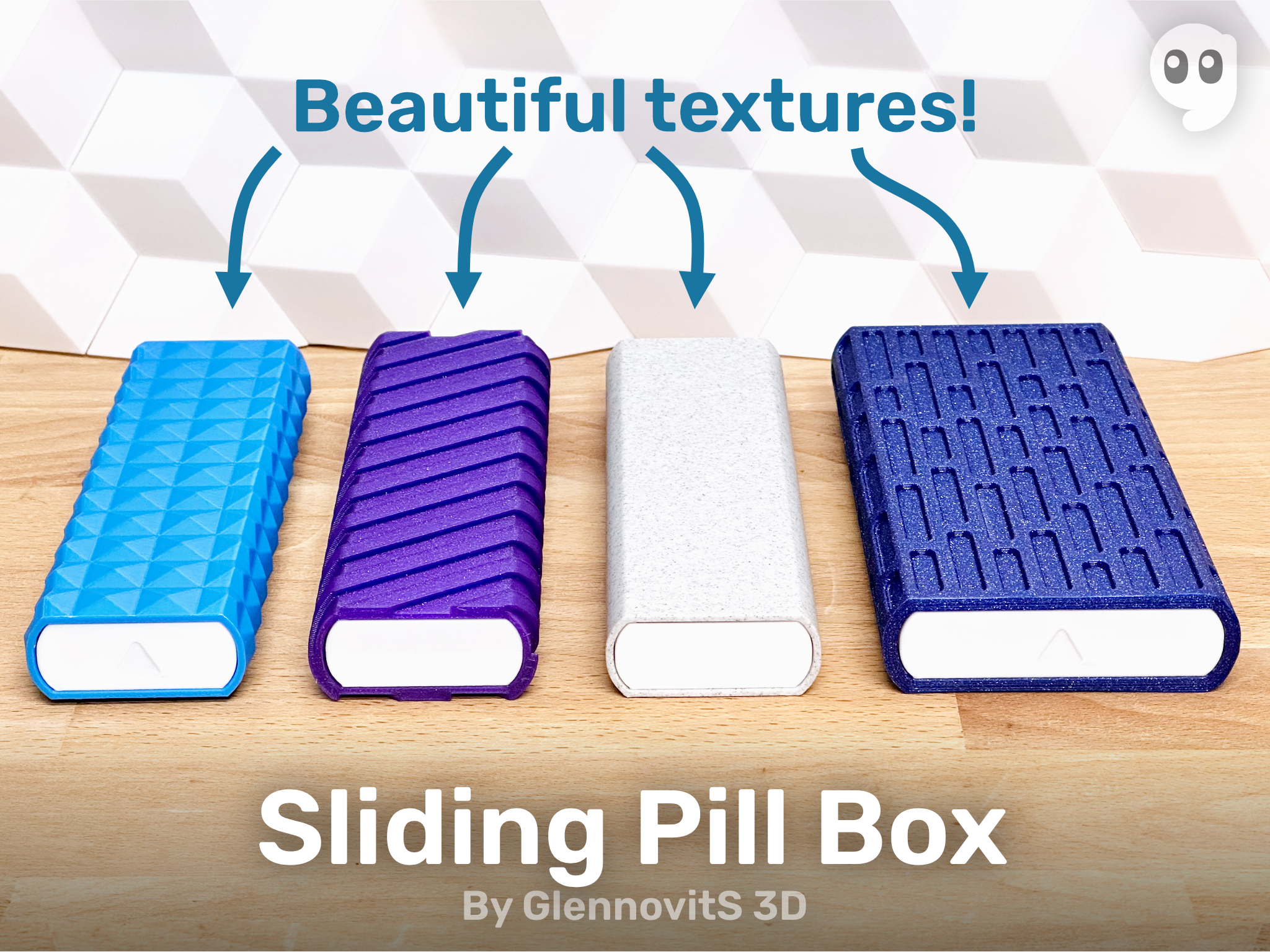Sliding Pill Box (textured organizer for weekly medication)