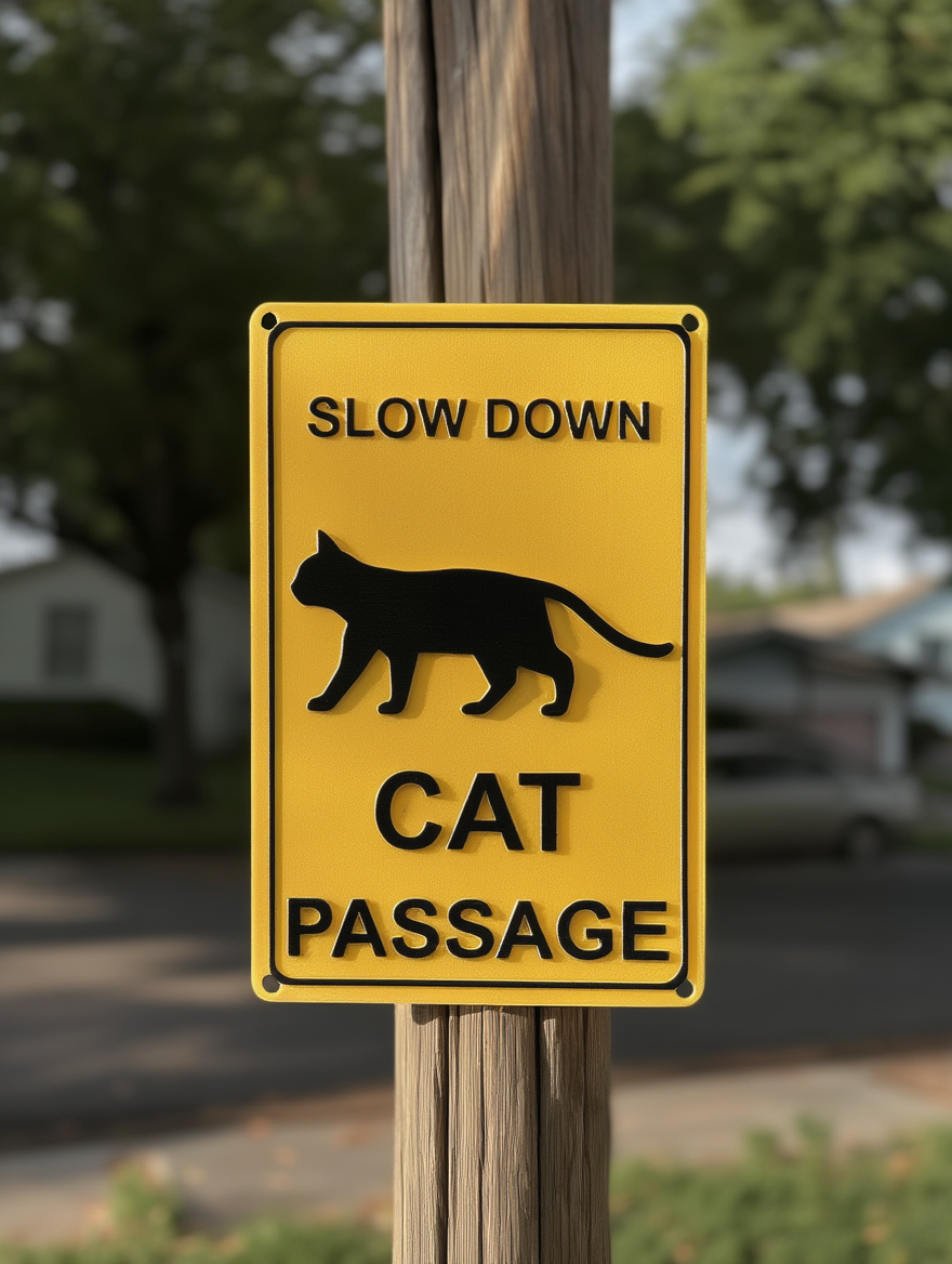 Slow Down – Cat Passage Sign