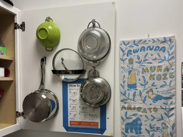 Pot and lid hanger (works with colander)