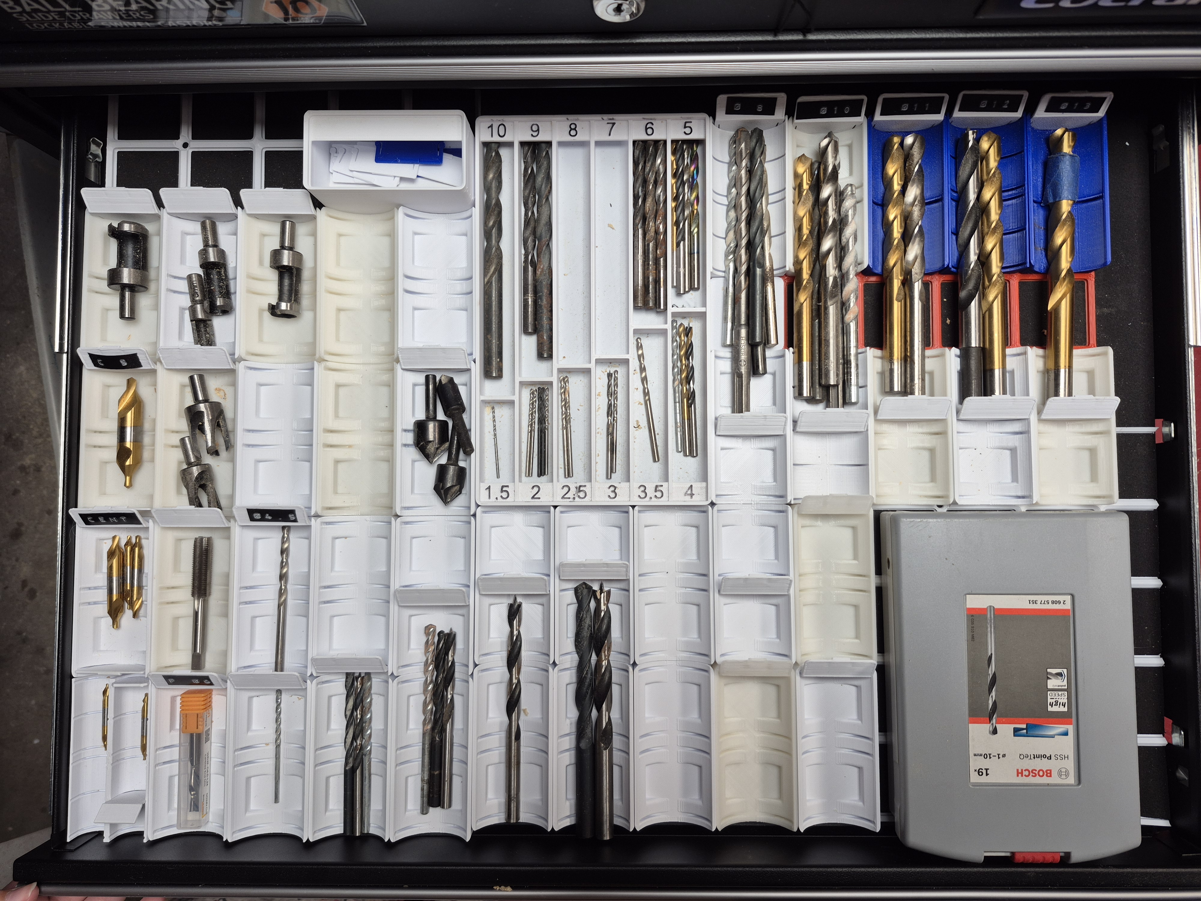 Modular drill bit Organizer Gridfinity (remix) Snappy