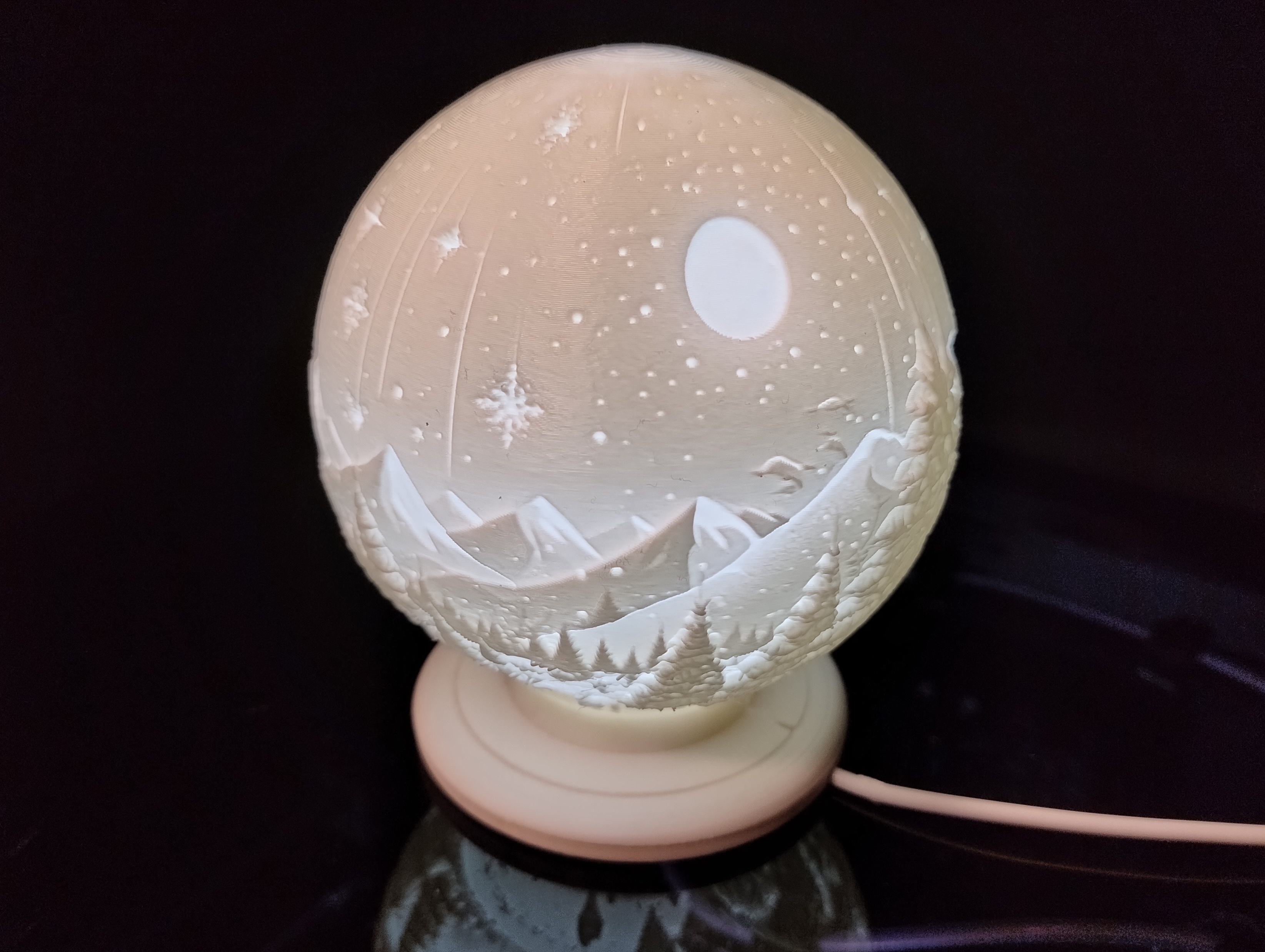 Base Stand with USB for "Snow" Globe Christmas Lithophane