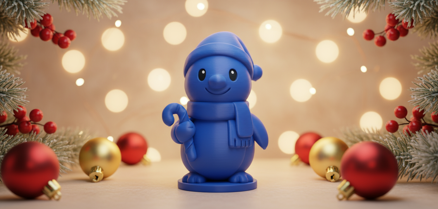 Penguin with Candy Cane Christmas Figurine
