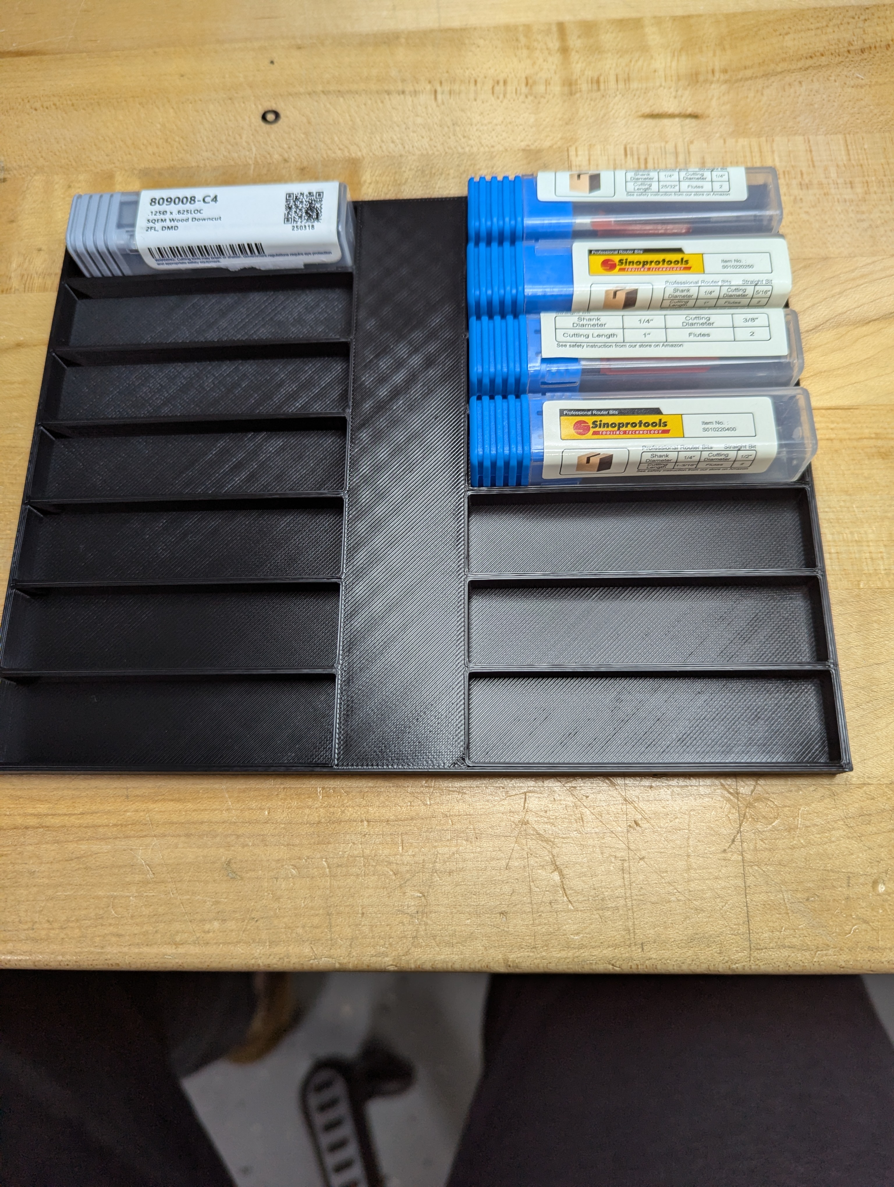 Storage Tray for 1/4 shank CNC End Mills in 3/4 square carrier tubes