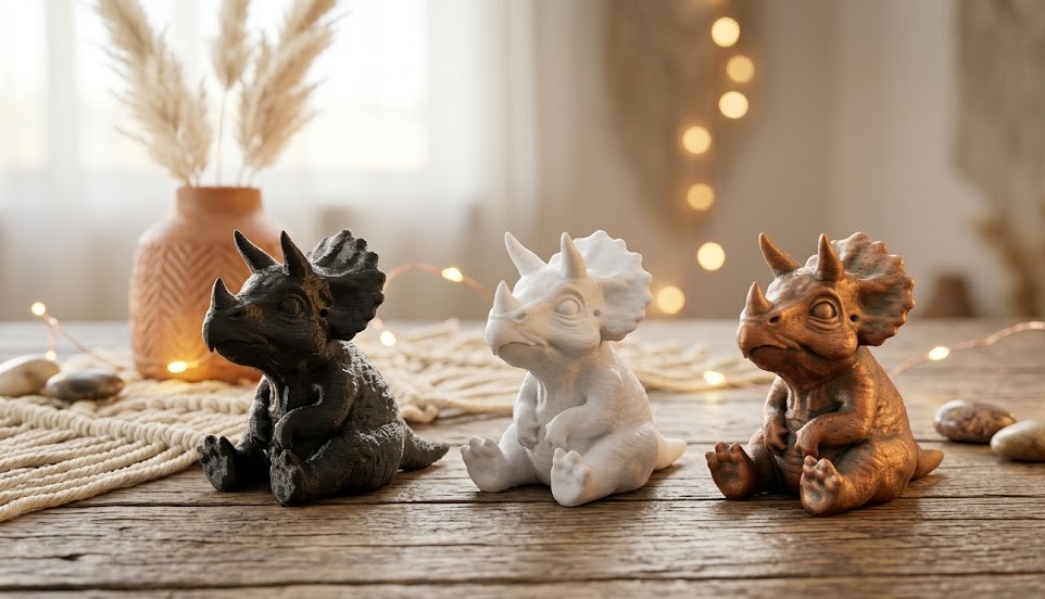 Cute Triceratops Figures - Boho Table Decor