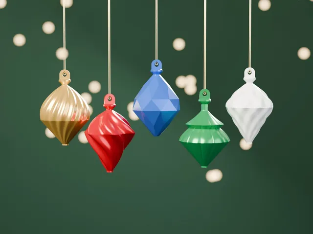 Geometric Christmas Ornaments - Set of 5, No Supports