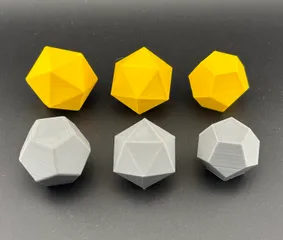 Dodecahedron & Icosahedron - Acute and Rounded Smooth Edges variants