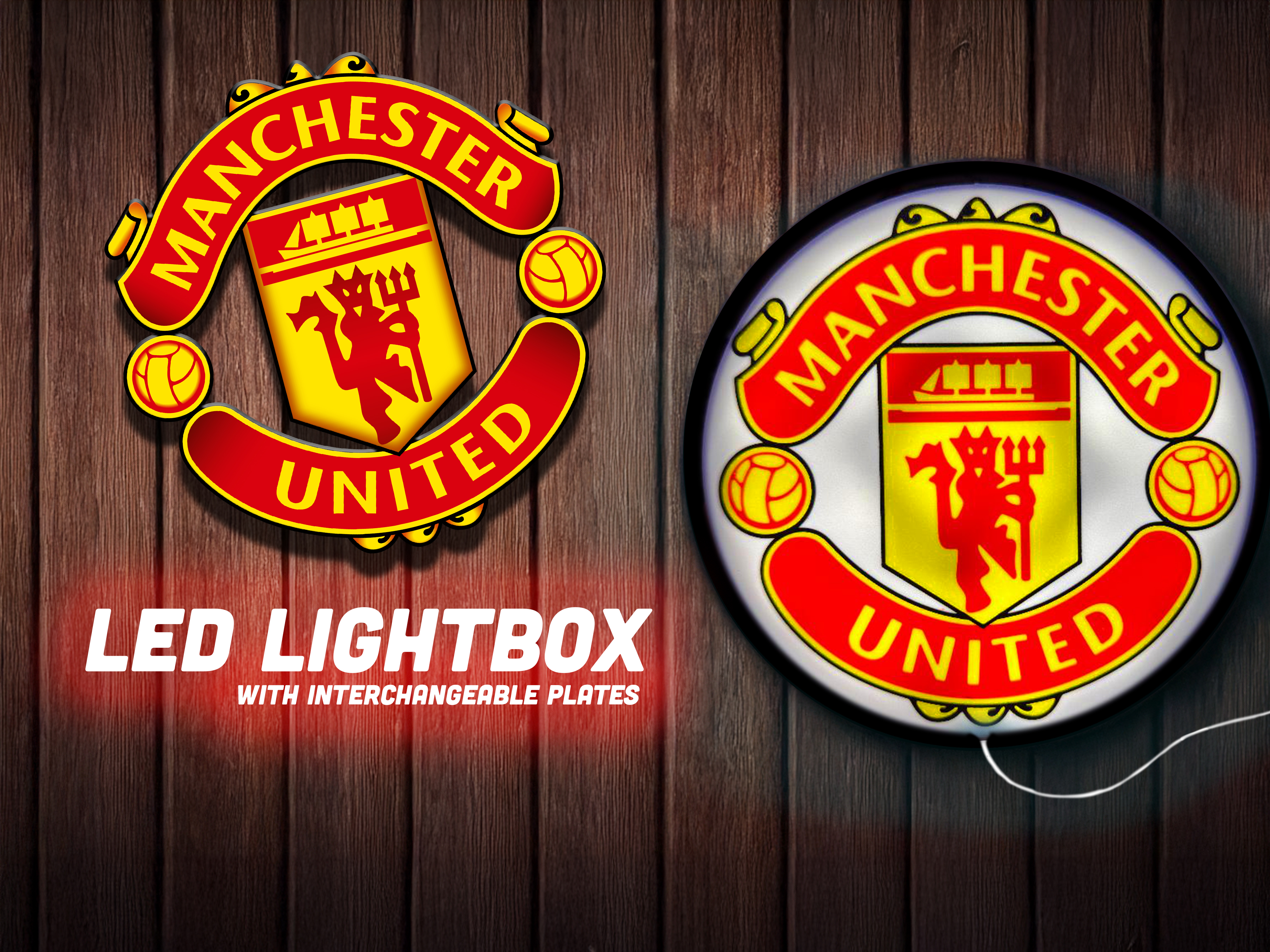 Manchester united Football Bambu Light box wallart