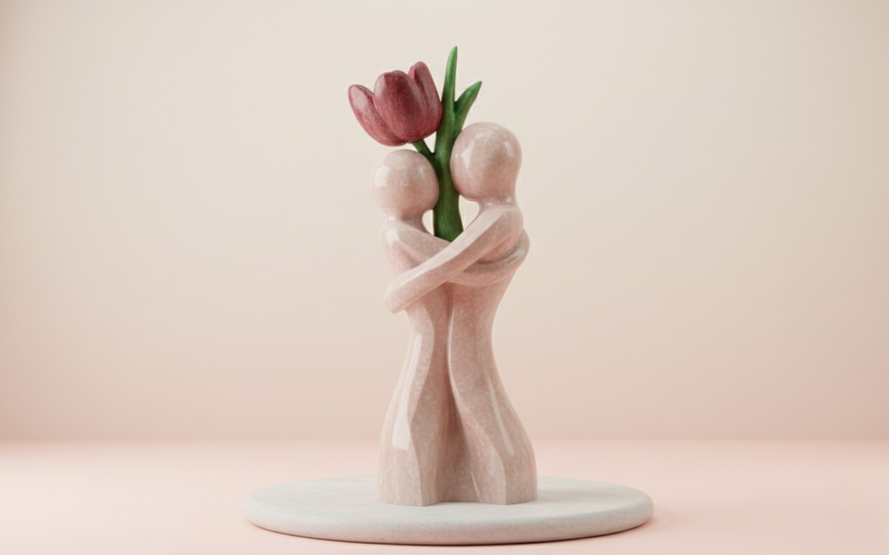 Blooming Love - Couple with Flower Sculpture