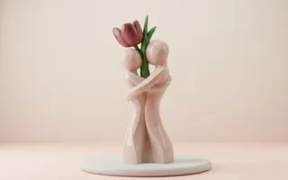 Blooming Love - Couple with Flower Sculpture