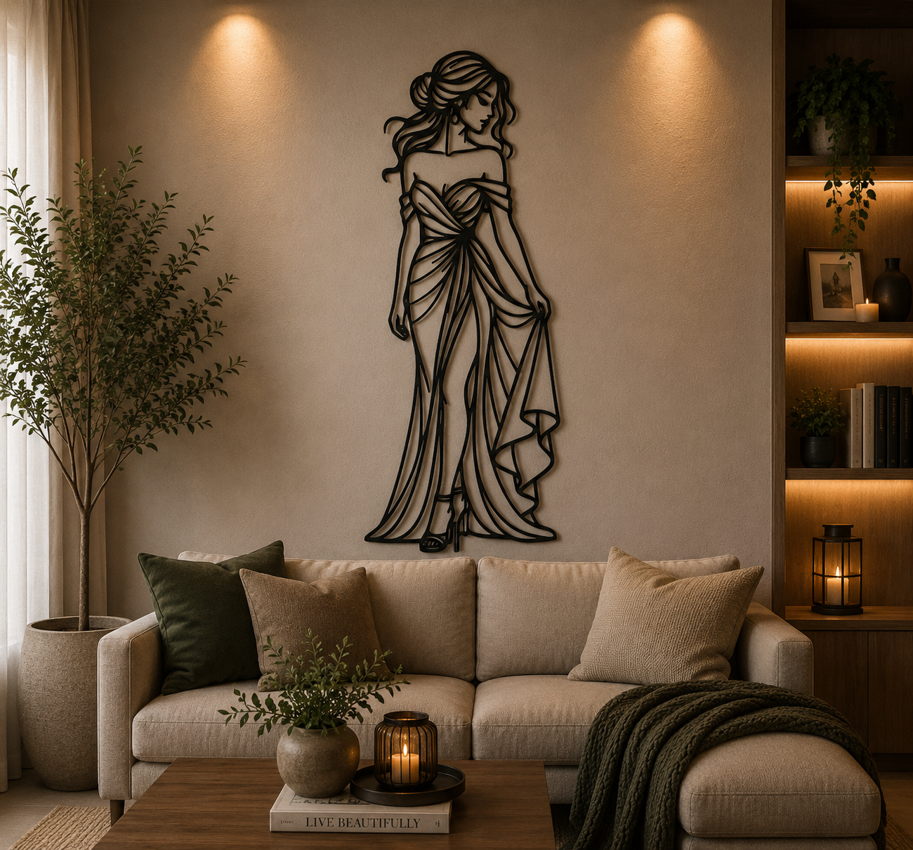 Elegant Woman in Dress 2D Wall Art