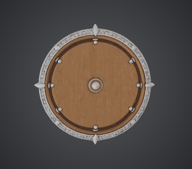 Medieval Round Shield STL – Viking Style Wooden Shield with Metal Boss — miniatura 3