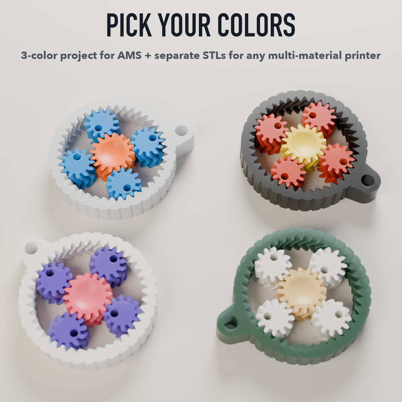 Print-in-Place Herringbone Planetary Fidget | Keychain by _Domin_ ...