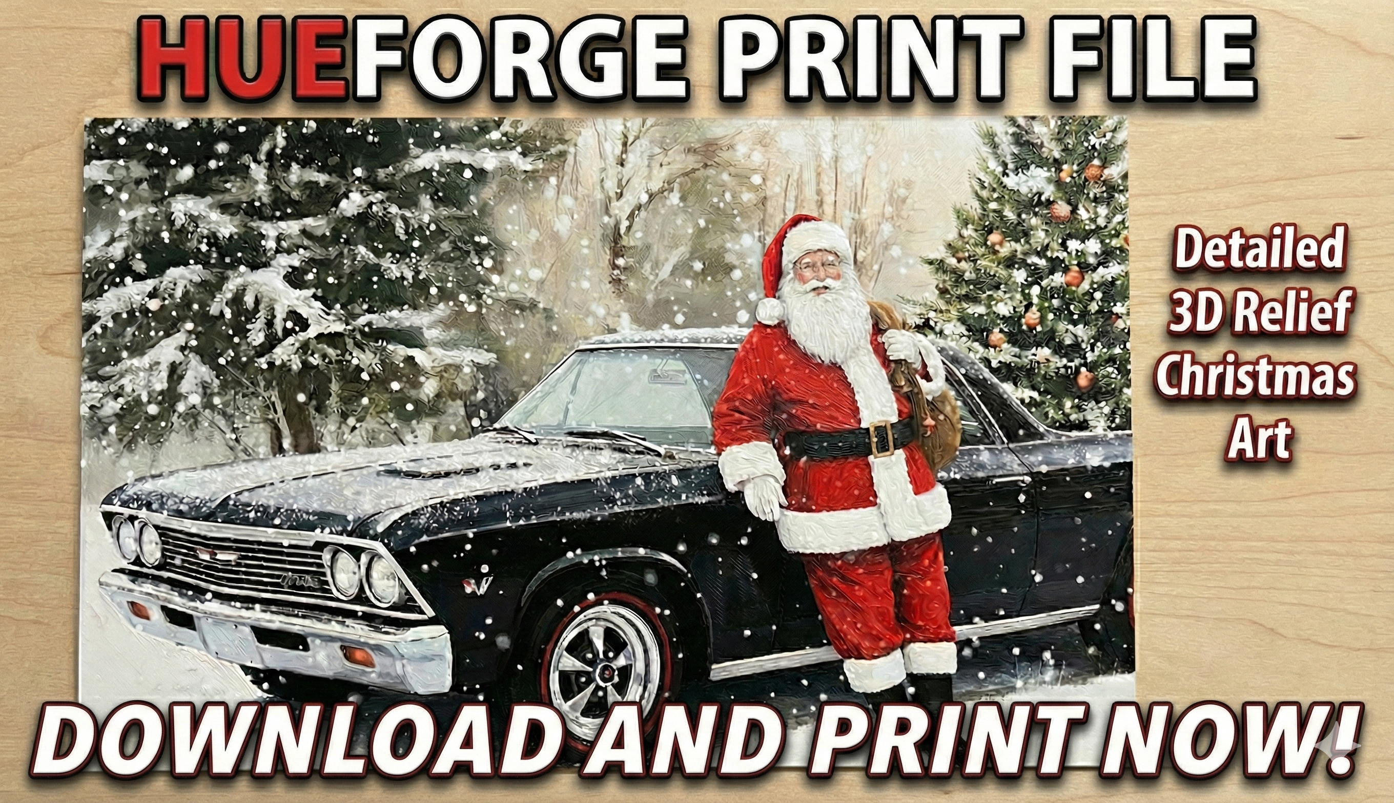 HueForge Christmas Card ElCamino Santa