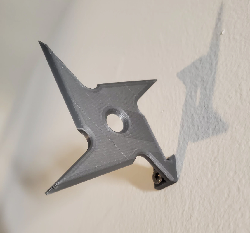Ninja star Shuriken hanger, wall mount