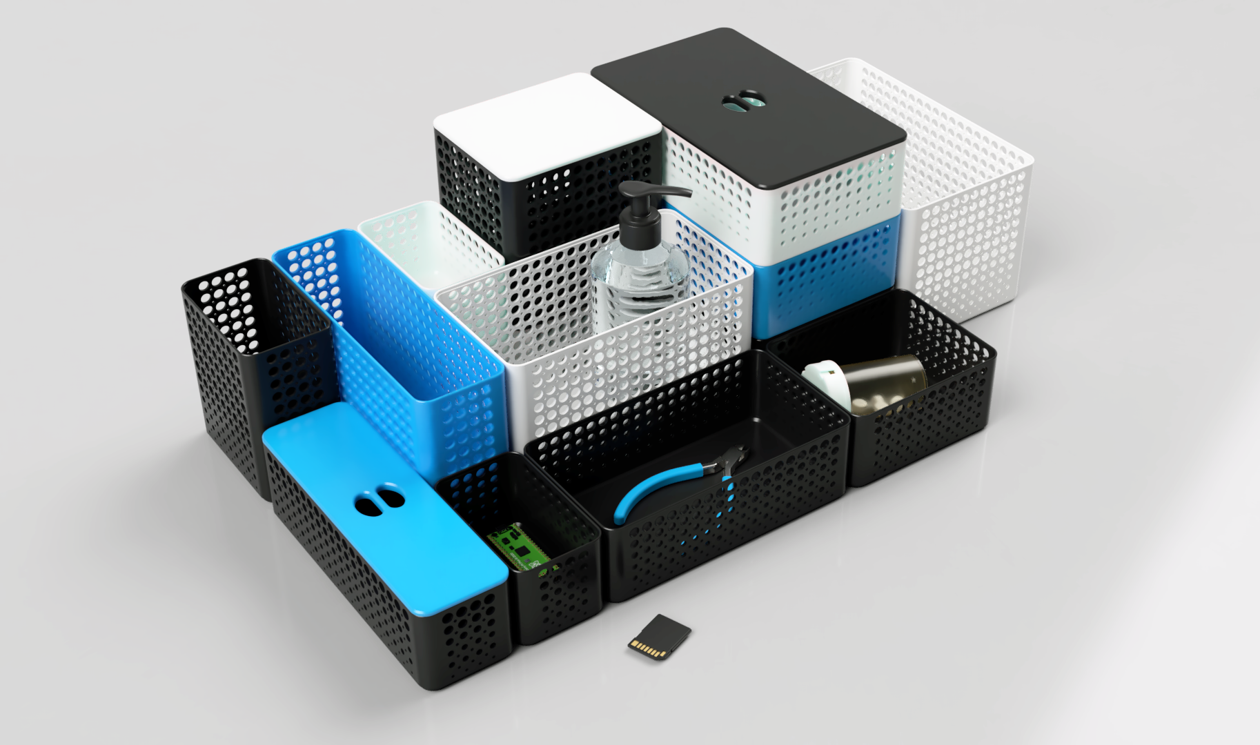 Stackable Baskets Organizer System with Lids (Circle Edition)