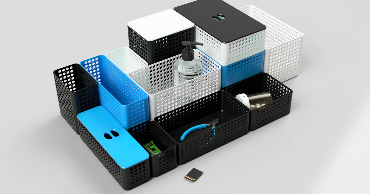 Stackable Baskets Organizer System with Lids (Circle Edition) by