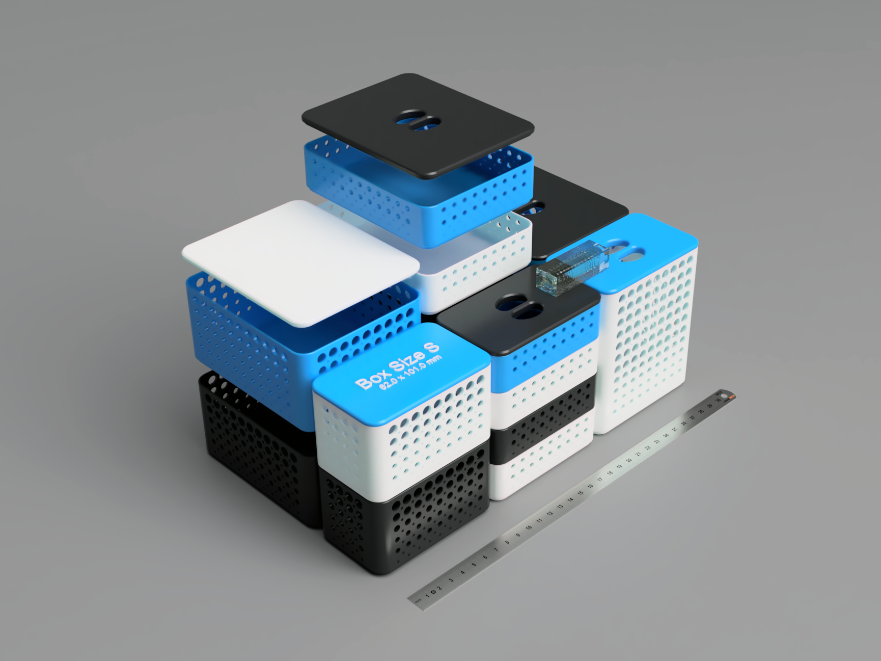 Miniatura 2 do modelo 3D Stackable Baskets Organizer System with Lids (Circle Edition)
