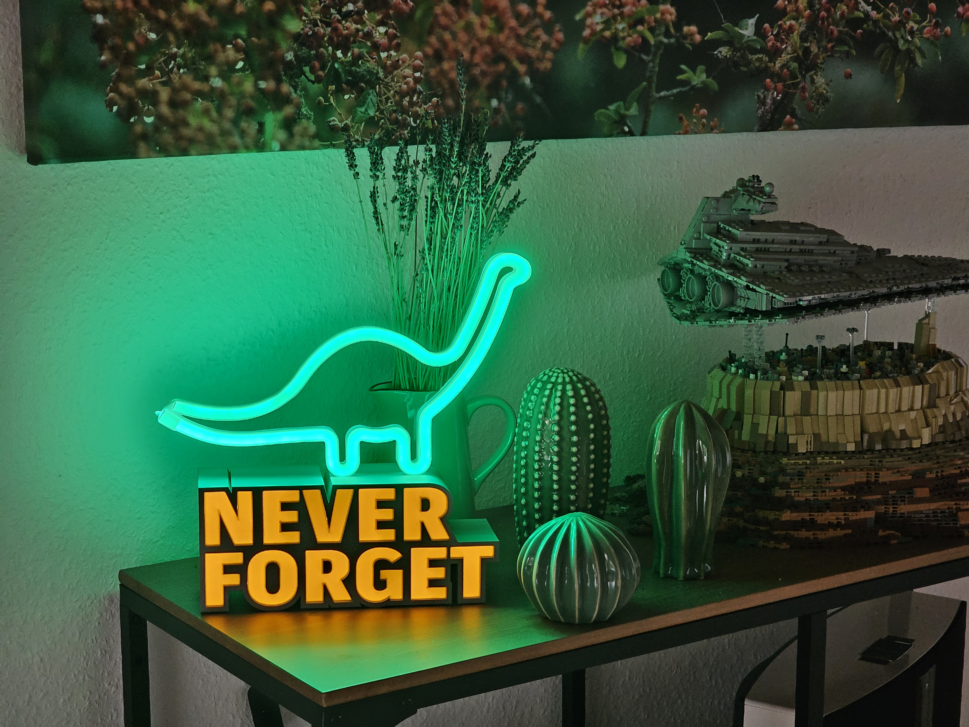 Illuminated "Never Forget Dinosaurs" Sign