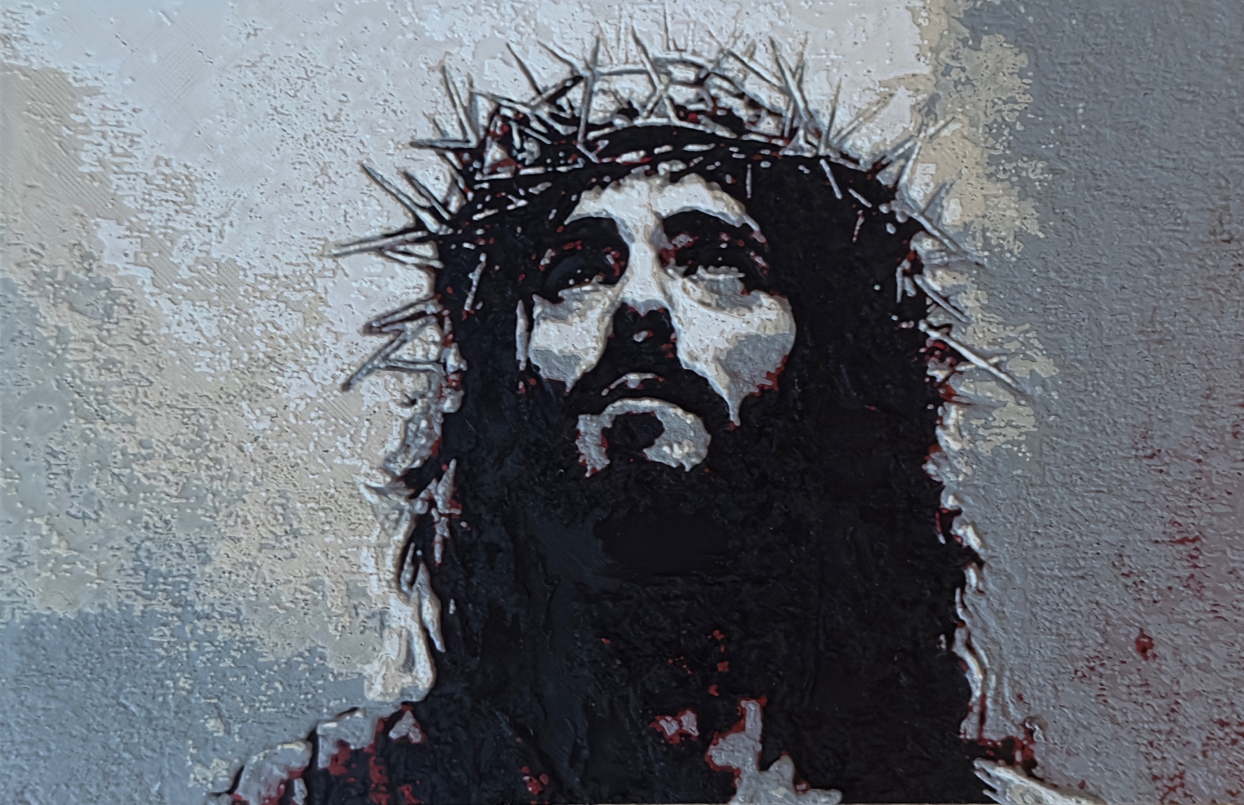 Jesus in crown filament painting