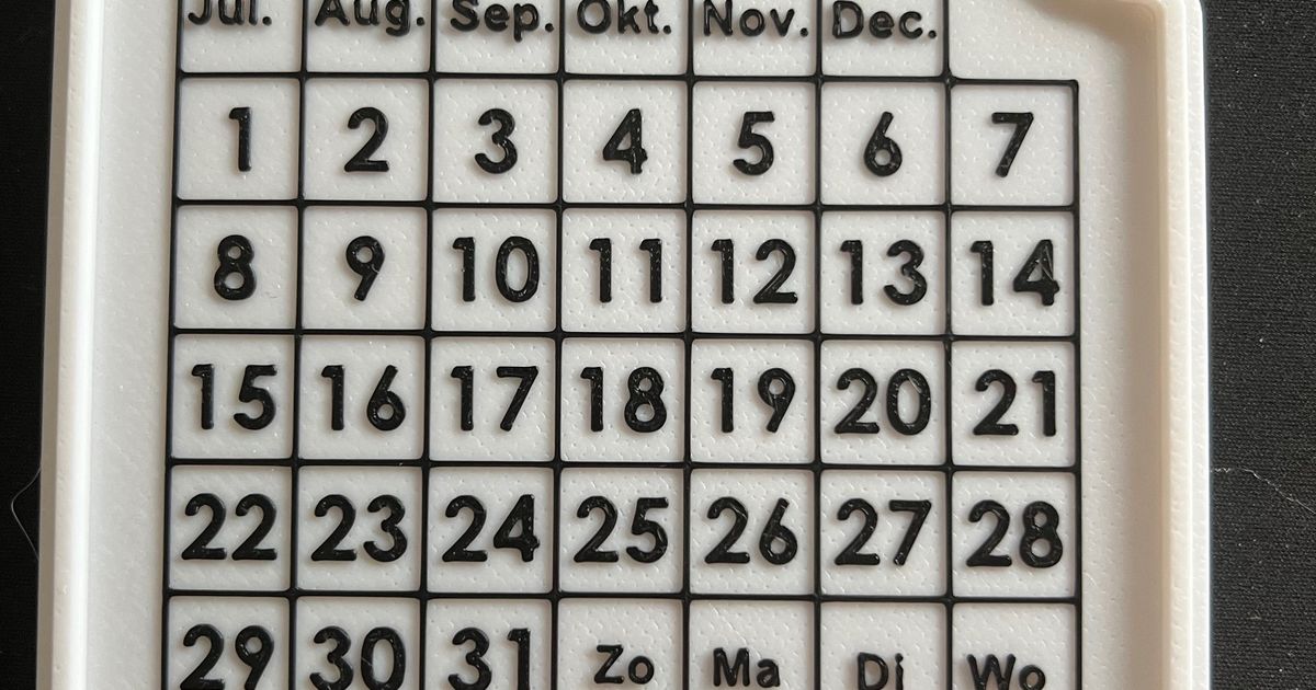 Puzzle calender (Kalenderpuzzel) by Pedro | Download free STL model ...