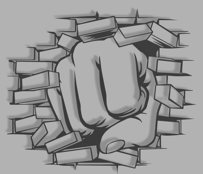 Wallart fist and bricks
