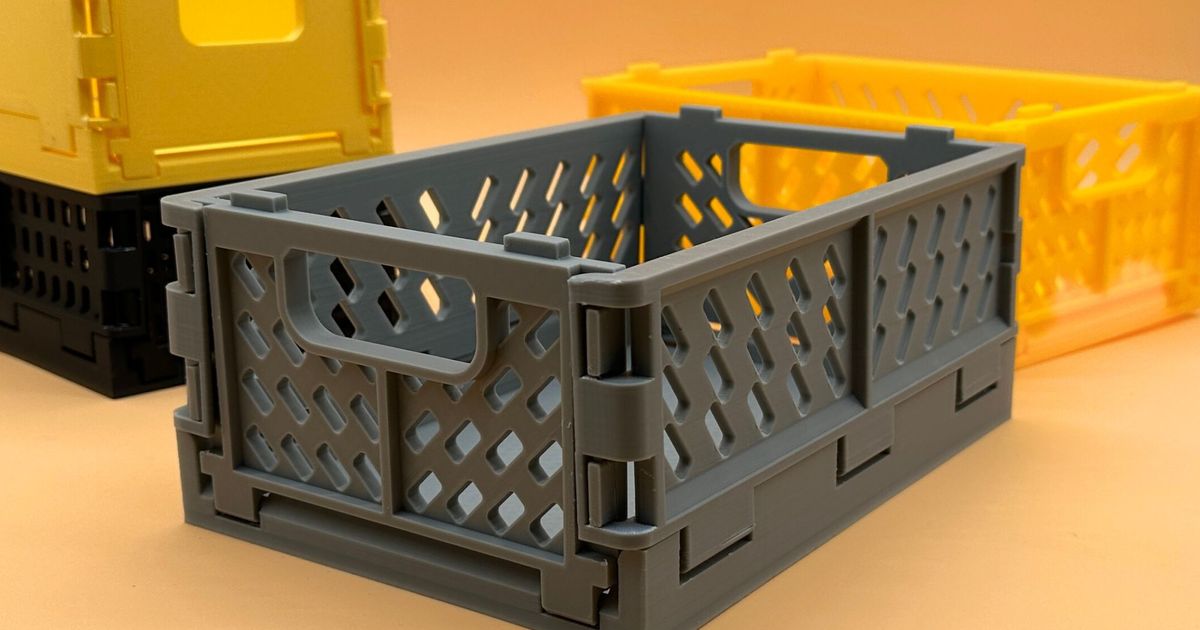 3D Printable Stackable and Foldable Storage Crate by Brandon Santana