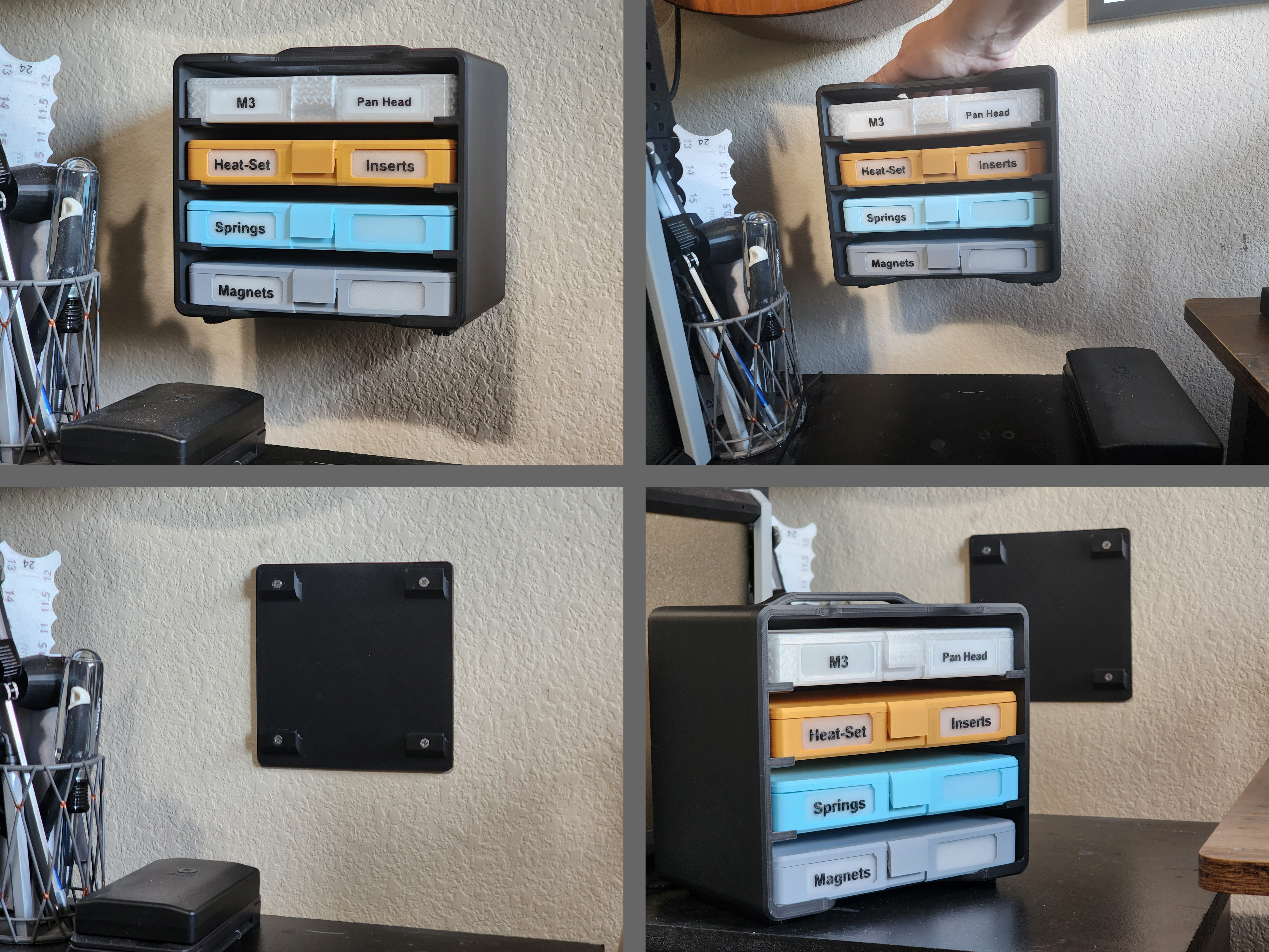 Miniatura 2 do modelo 3D Stacking Shelf for Tiny Bins Storage Boxes [Wall Mountable] [Parametric]