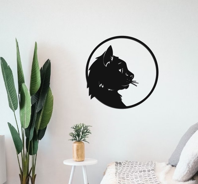 Cat Wall Decoration Round By Black Glovz Download Free STL Model cat-wall-decoration-round-by-black-glovz-download-free-stl-model