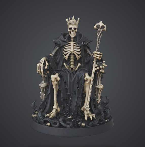 Skeleton King on Throne – Undead Monarch Dark Fantasy Statue