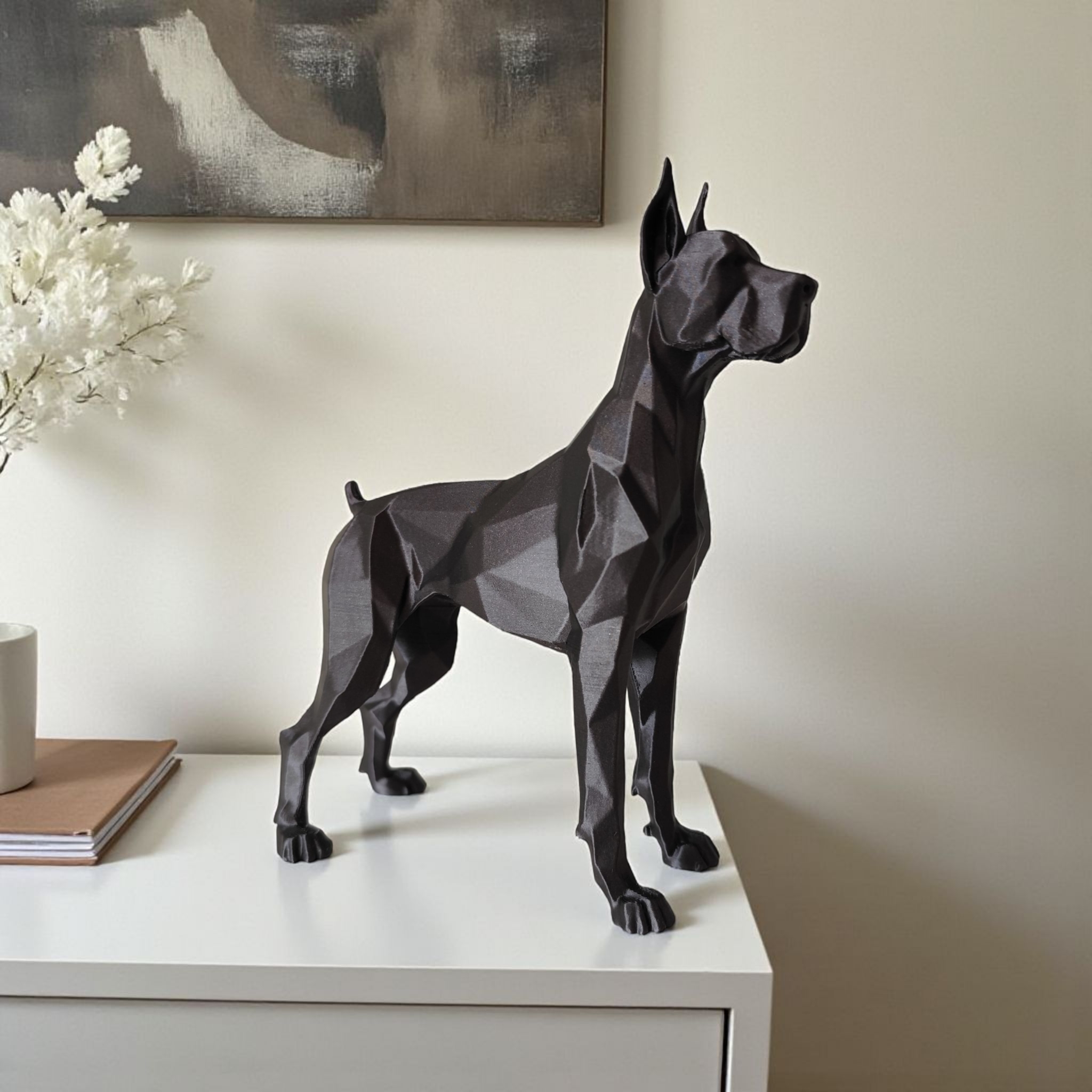 Guarding Low Poly Great Dane Sculpture