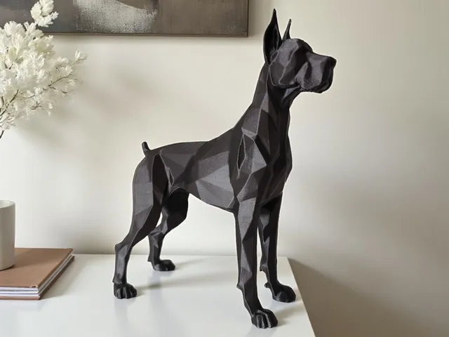 Guarding Low Poly Great Dane Sculpture