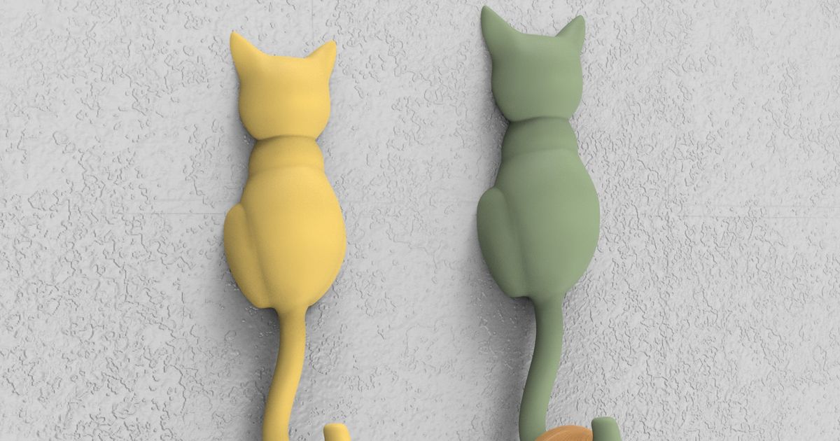 Wall Mount Triple Hooks - Detailed Cats Design