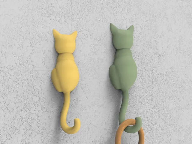 Cat Wall Hook (Wall mount included)