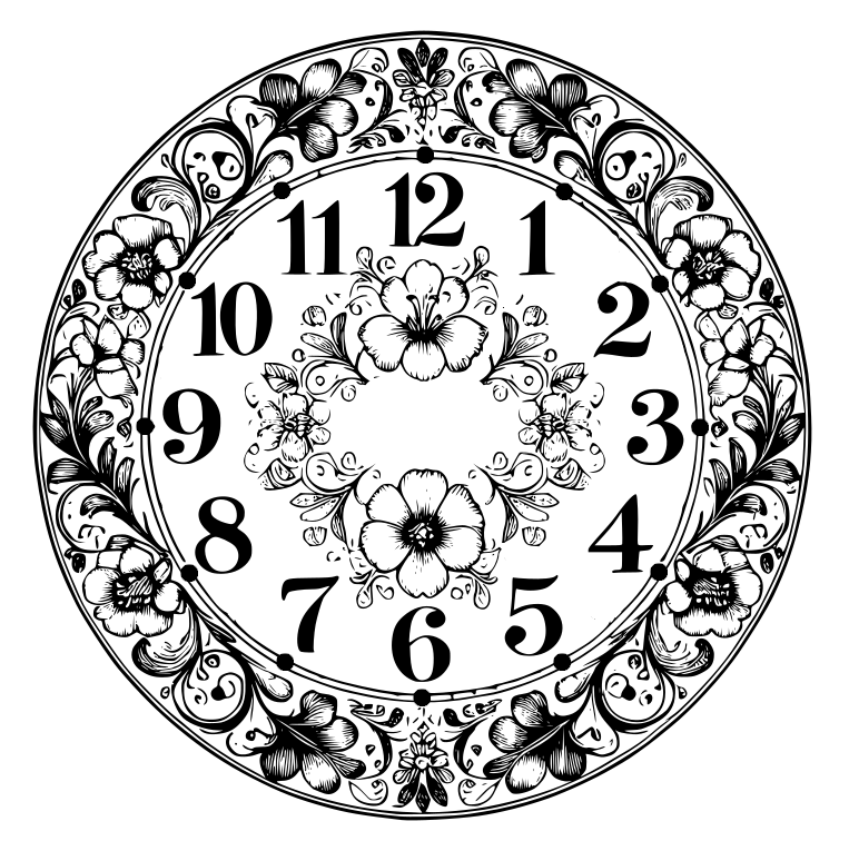 Round flower clock face (clock dial) (4) - Spring motif to create a spring and Easter mood in the apartment.