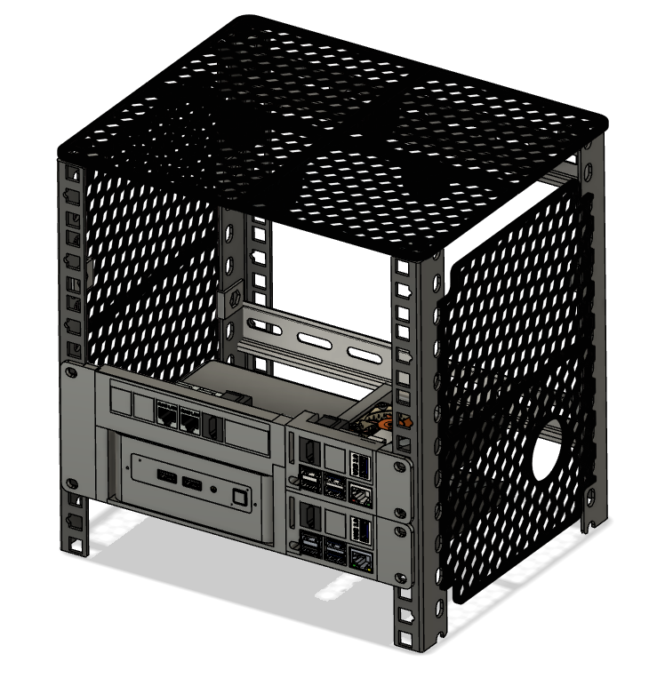 10" Rack Shelf for 1x NUC Gen8 and 2x Raspberry Pi 4