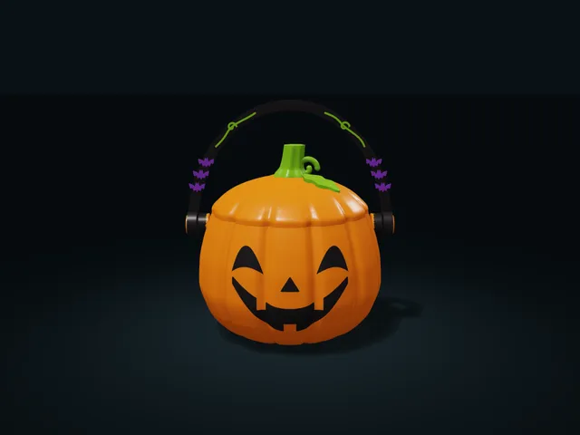 Pumpkin Storage Basket with Swing Handle and Printed Pins