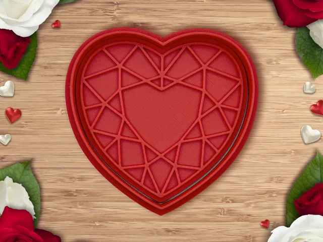 Valentine - Diamond heart cookie cutter / stamp