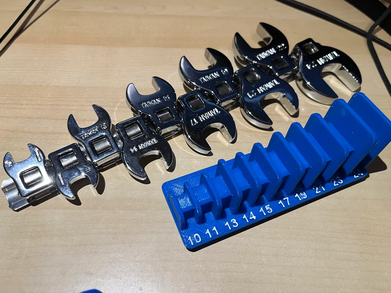 Gridfinity Metric Crowfoot Wrench Organizer by BajaBlast