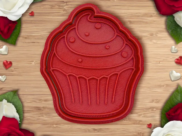 Valentine - Love Cupcake cookie cutter / stamp
