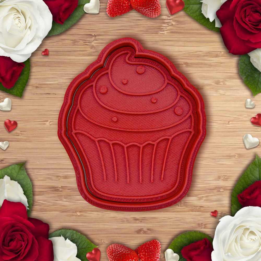 Valentine - Love Cupcake cookie cutter / stamp
