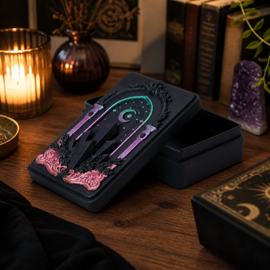 Celestial Tarot Card Box with Mystical Design