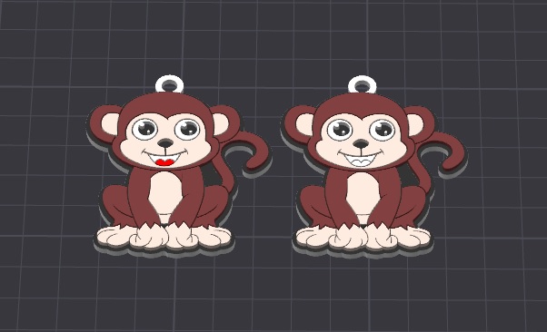 cute animal , martin the monkey multicolor keychain / necklace charm